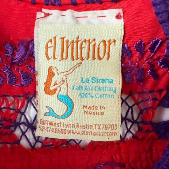 El Interior Embroidered Blouse Red Purple Small | Mi Golondrina-Inspired - Picture 4 of 6